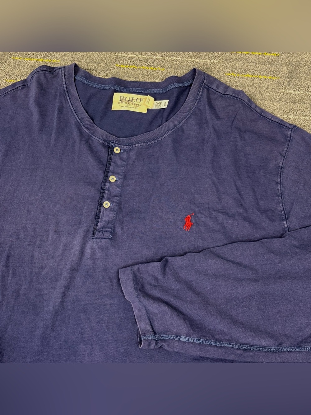 Denim & Supply Ralph Lauren Slub Henley Shirt Men’s 3XB Blue Long Sleeve Pony